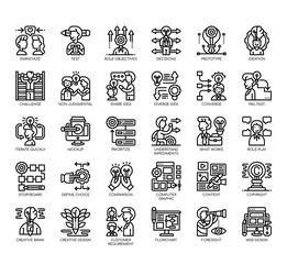 Set of design thinking thin line and pixel perfect icons for any web and app project.