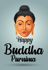 Buddha vector illustration. Buddha's face artwork for Painting with happy Buddha purnima lettering 