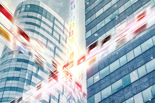 Metaverse concept, meta data, 5G network concept, wireless, big data, zuidas, online shopping, connecting people, business area, AR data stream, smart city, cloud computing, Amsterdam, picture, photo