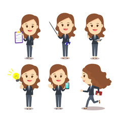 Set Business Man Cartoon Character Vector