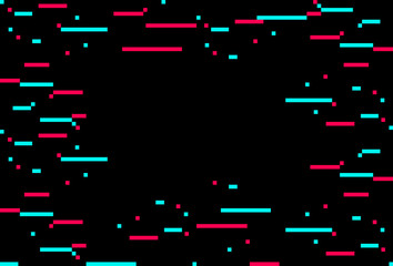 Fototapeta Abstract glitch TikTok background. Vector illustration. Abstract background. Light. Futuristic blue red gradient vector black background contrast color border digital dynamic elegant. TikTok, tik tok obraz