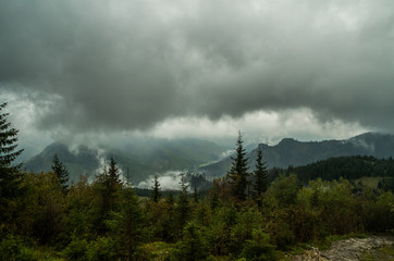 Panorama of mountain valley somewhere in Tatra mountains, Poland