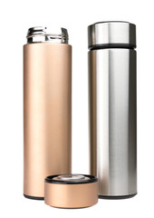 Metal water bottles.