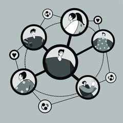 Person people group icon. The leader of the business structure of the image of persons on a white background. Vector flat illustration.