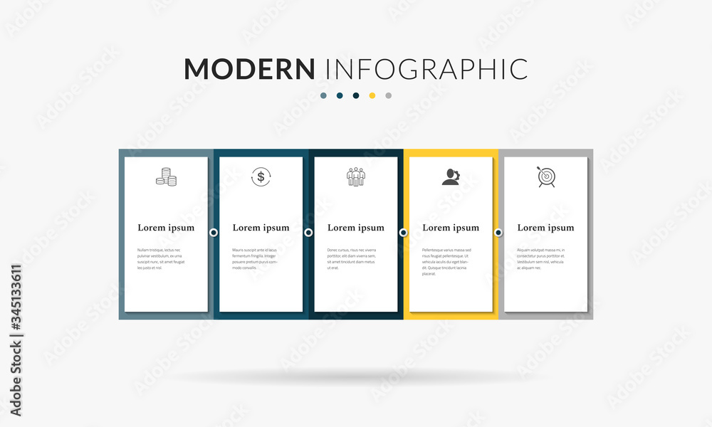 Poster vector modern infographic data design template. vector illustration with 5 steps and icons. can be u