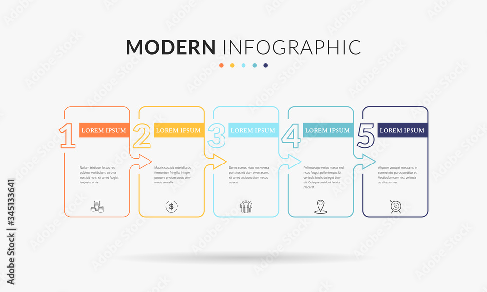 Poster vector modern infographic data design template. vector illustration with 5 steps and icons. can be u