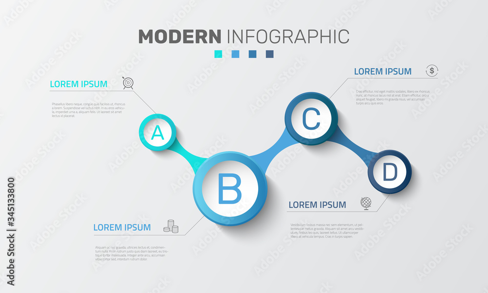 Poster vector modern infographic data design template. vector illustration with 4 steps and icons. can be u