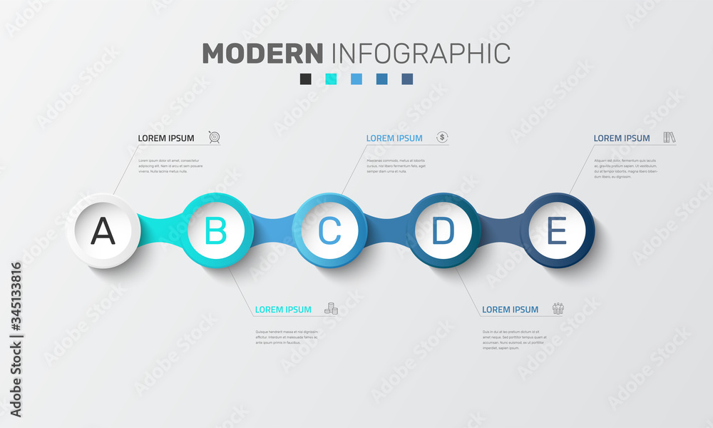 Poster vector modern infographic data design template. vector illustration with 5 steps and icons. can be u