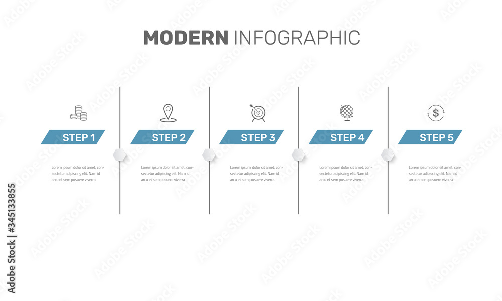 Poster vector modern infographic data design template. vector illustration with 5 steps and icons. can be u