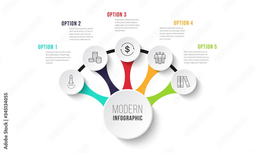 Poster vector modern infographic data design template. vector illustration with 5 steps and icons. can be u