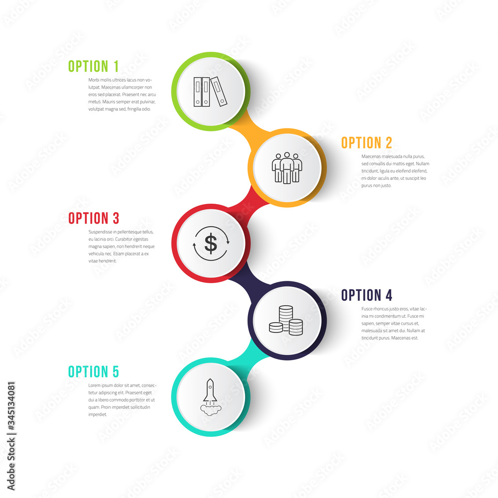Poster vector modern infographic data design template. vector illustration with 5 steps and icons. can be u