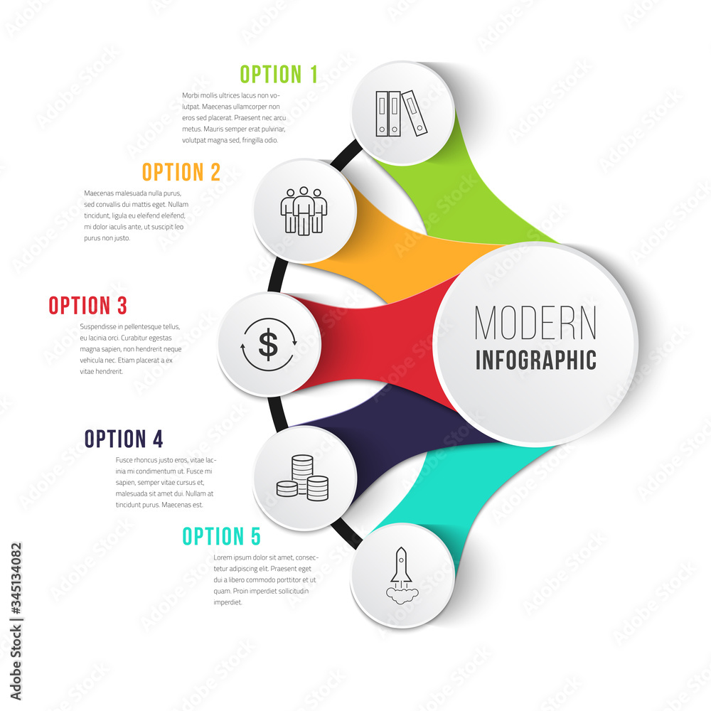 Poster vector modern infographic data design template. vector illustration with 5 steps and icons. can be u