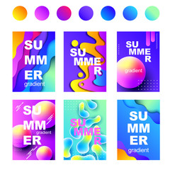 Set of abstract bright backgrounds. Minimal covers design. Colorful gradients. Future geometric patterns. Modern abstract covers set. Cool gradient shapes composition. Dynamical colored forms and line