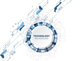 Abstract futuristic technology background with small electronic digital elements. Vector illustration.