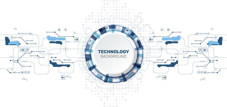 Abstract futuristic technology background with small electronic digital elements. Vector illustration.