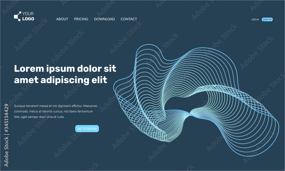 Aufkleber wavy vector landing page. abstract futuristic dark illustration. design template can be used for web