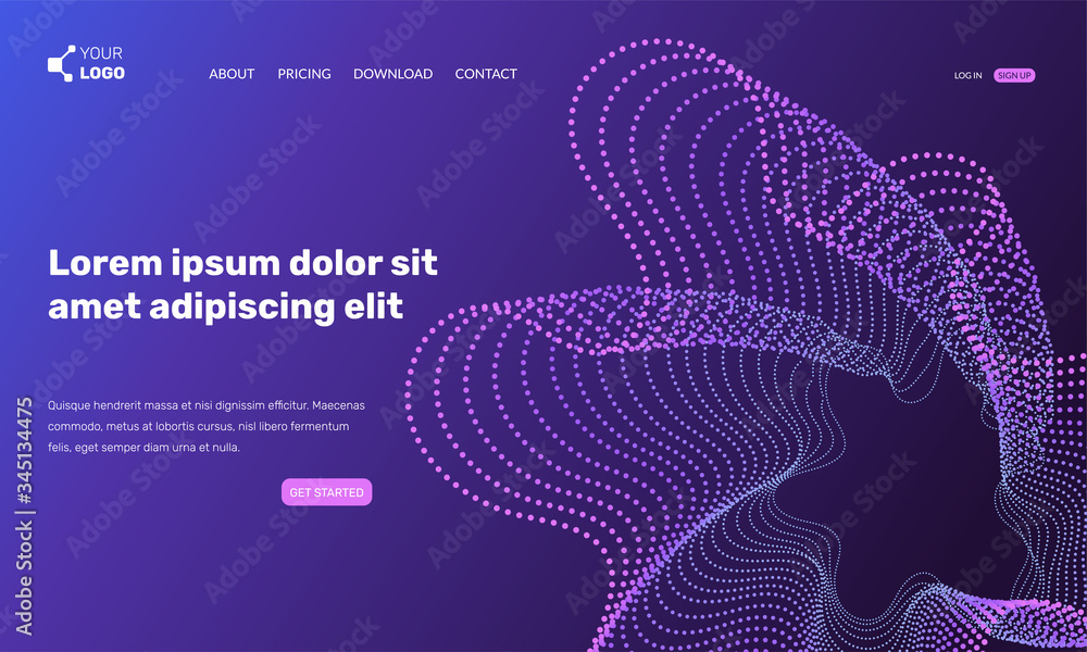 Poster wavy vector landing page. abstract futuristic dark illustration. design template can be used for web