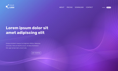 Wavy vector landing page. Abstract futuristic violet illustration. Design template can be used for web sites or mobile applications.