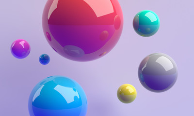 Abstract 3d render, modern background with colorful spheres