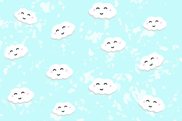 White cloud pattern on blue sky background.