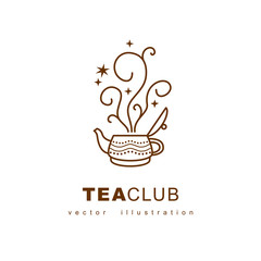 Teapot sign, icon, logo, symbol. Tea