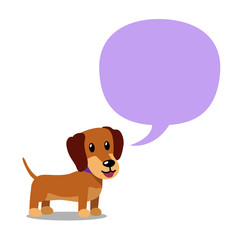Vector cartoon character dachshund dog and speech bubble for design.