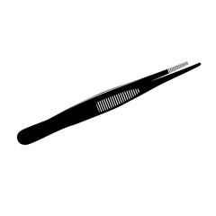 Dressing forceps isolated on white background. Medical tool. Silhouette vector style.