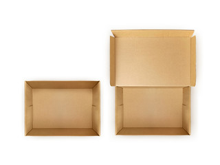 Open Empty Cardboard Box Isolated on White Background