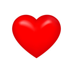 Red heart illustration. Vector love symbol isolated on white background.