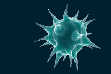 Virus 3d rendering. Illustration showing structure of epidemic coronavirus
