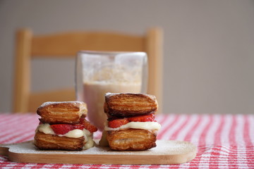 homemade unsweetened healthy snacks and a glass of frappe