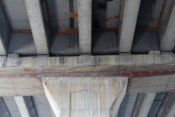 Structure of under the overpass bridge of a express way in Bangkok, Thailand.