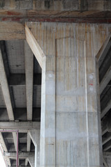 Fototapeta na wymiar Structure of under the overpass bridge of a express way in Bangkok, Thailand.