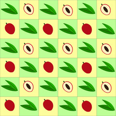 Lychee tropical fruit and leafs pattern

