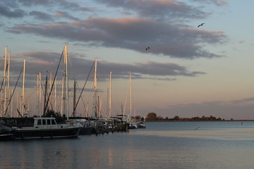 boats at sunset