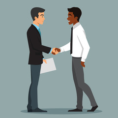 Fototapeta premium Handshake of business partners. Vector flat illustration style