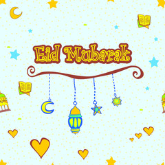 Eid Mubarak Greating Card Kid Colorful. Great for Invitation, Greeting Cards, Decorative design, Packages - vector