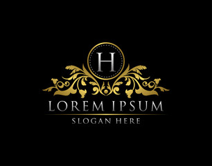 Luxury Gold H Letter Logo template in vector for Restaurant, Royalty, Boutique, Cafe, Hotel, Heraldic, Jewelry, Fashion and other vector illustration