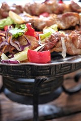 shish kebab on skewers