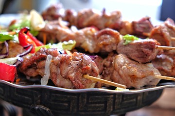 shish kebab on skewers