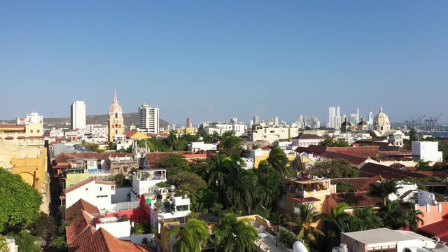 Aerial view of the Streets of Cartagena in Colombia