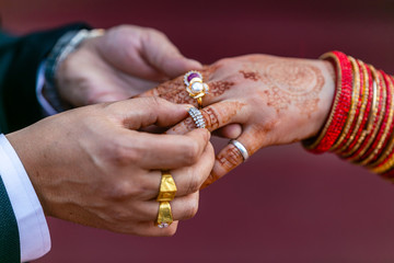 Close-Up of Hindu Wedding Ring Ceremony