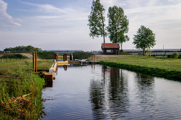 Obraz premium The river Vecht in the province of Overijssel in the Netherlands at day light