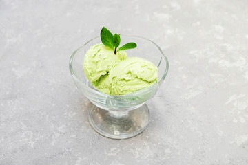 Dairy free avocado ice cream on neutral background