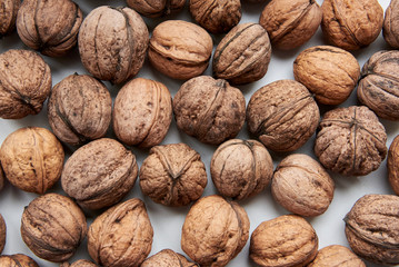 Inshell ripe walnut, the theme of healthy nutrition, vegetarianism.