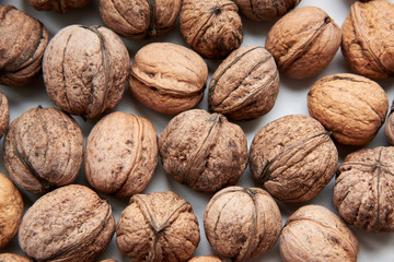 Inshell ripe walnut, the theme of healthy nutrition, vegetarianism.
