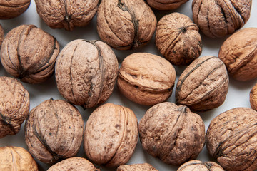 Inshell ripe walnut, the theme of healthy nutrition, vegetarianism.