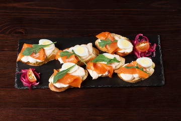 Delicious sandwich - smoked salmon on toasted bread