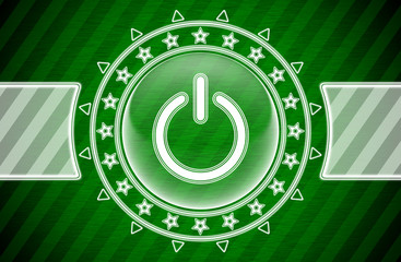Reset icon in circle shape and green striped background. Illustration.