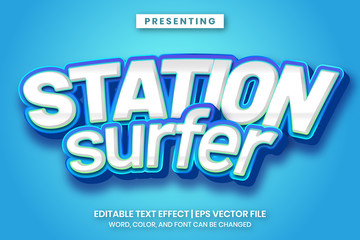 Station surfer game logo style editable text effect